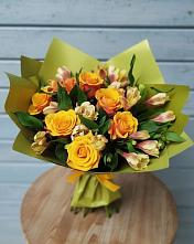 Букет цветов из:  Альстромерии и Розы #REPLACE_PRED# Костино-Отдельце