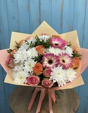 Букет цветов из:  Розы, Герберы и Хризантемы в Костино-Отдельце