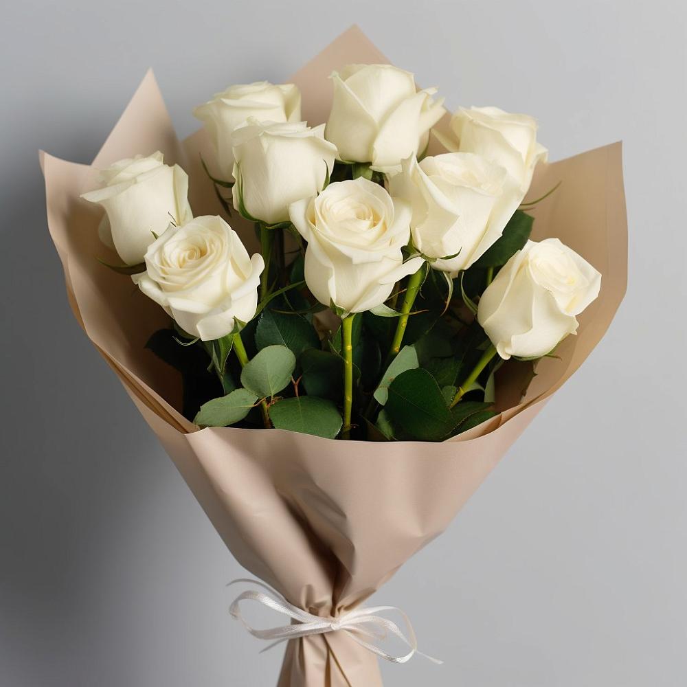 Букет 9 Белых роз Эдлесс Лав в Костино-Отдельце