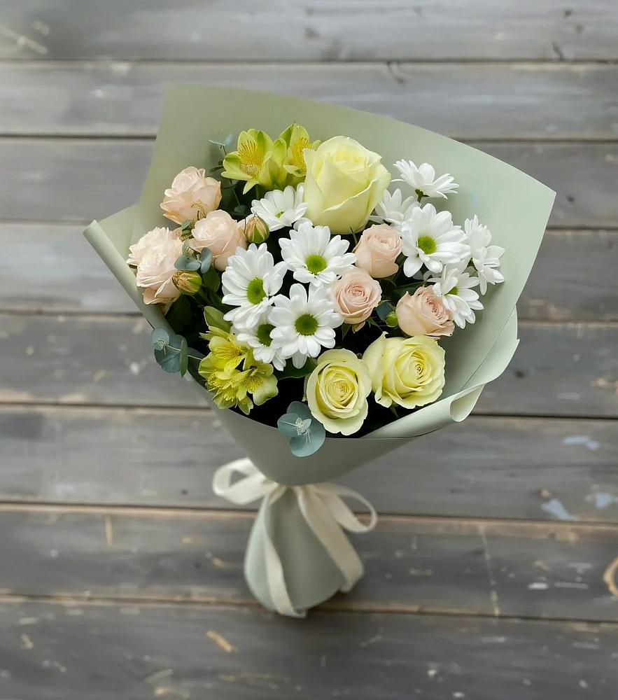 Букет цветов из: Альстромерии, Розы и Хризантемы в Костино-Отдельце