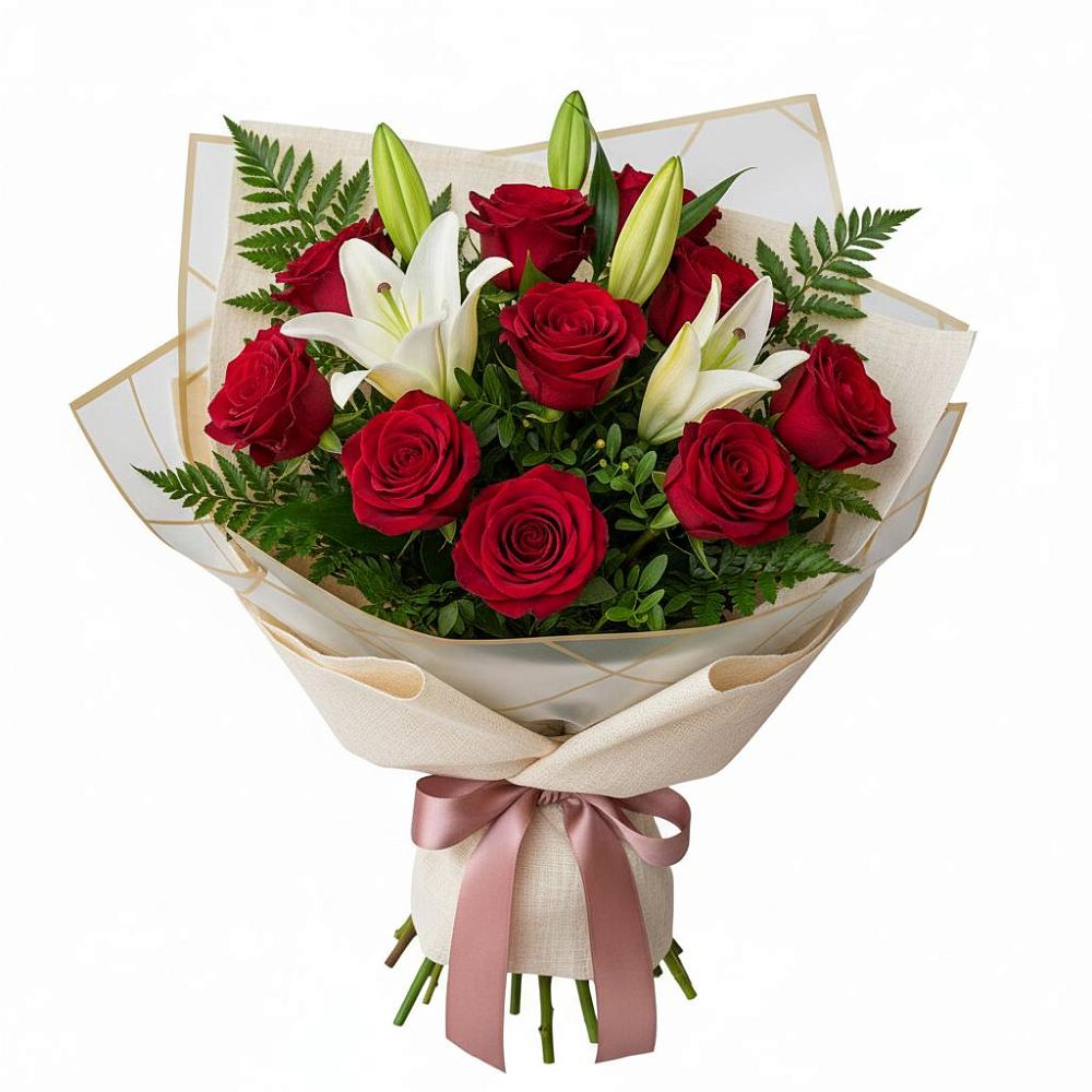 Букет цветов из: Лилии и Розы в Костино-Отдельце