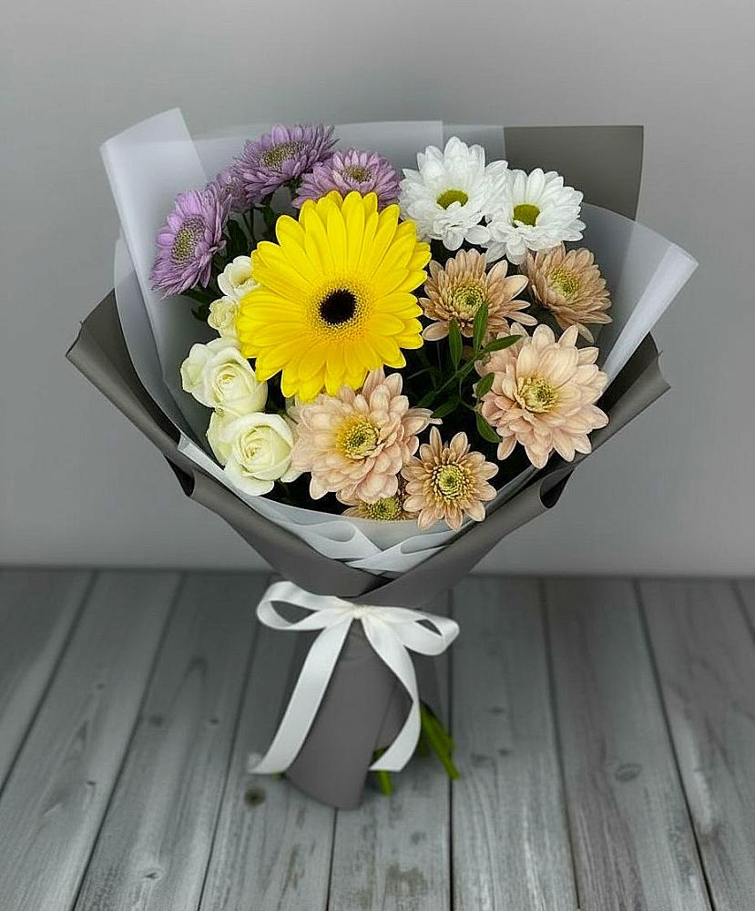 Букет цветов из: Розы, Герберы и Хризантемы в Костино-Отдельце