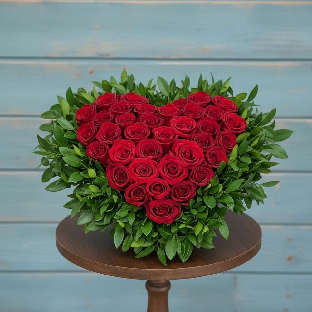 Цветочная композиция из Розы в виде сердца в Костино-Отдельце