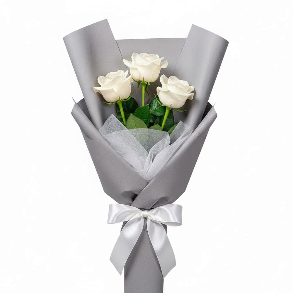Букет 3 белые розы в Костино-Отдельце