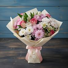 Букет цветов из:  Хризантемы, Альстромерии и Розы #REPLACE_PRED# Костино-Отдельце