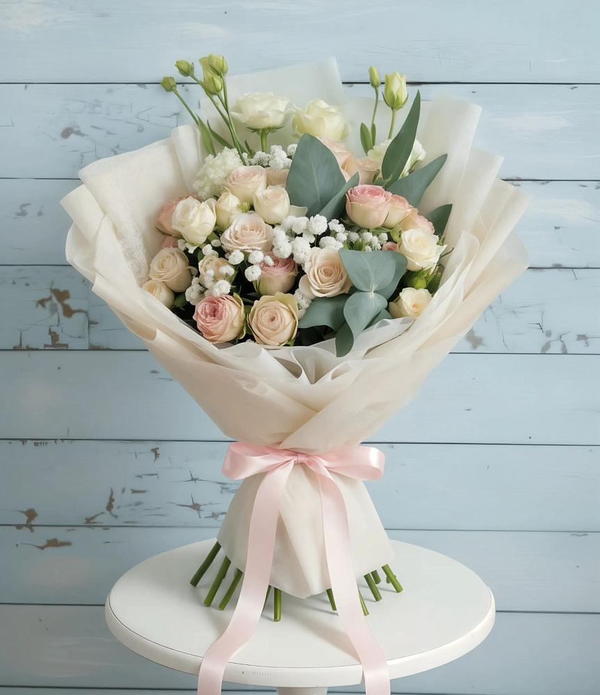 Букет цветов из: Розы и Лизиантусы в Костино-Отдельце