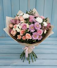 Букет цветов из:  Хризантемы, Розы и Альстромерии в Костино-Отдельце