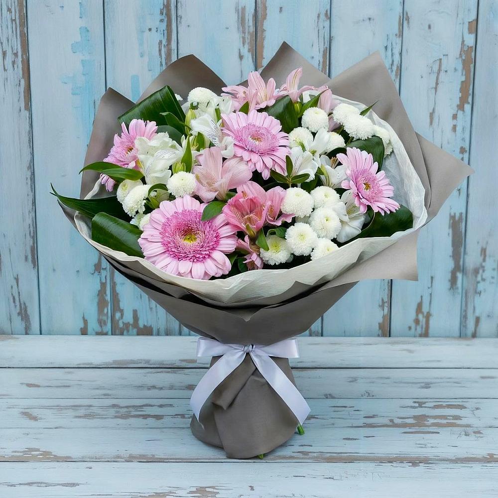 Букет цветов из: Герберы, Альстромерии и Хризантемы в Костино-Отдельце