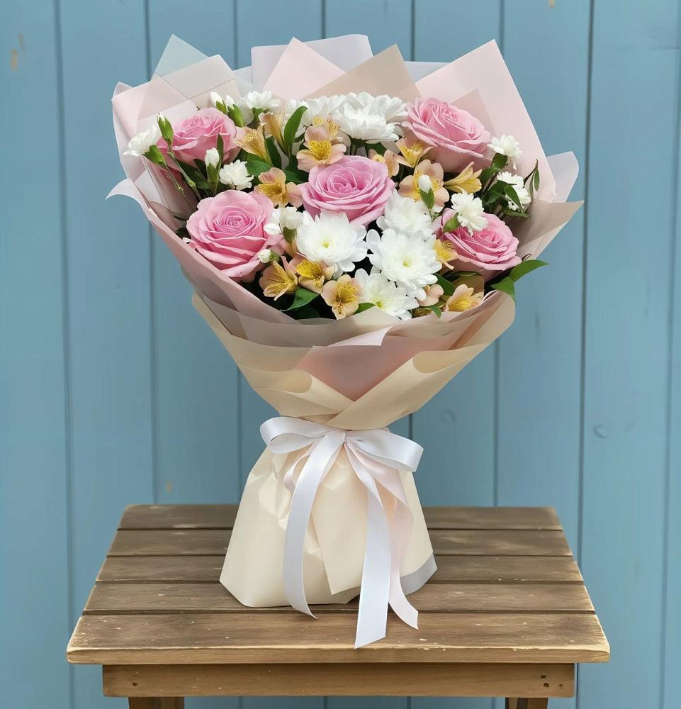 Букет цветов из: Гвоздики, Орхидеи и Розы в Костино-Отдельце