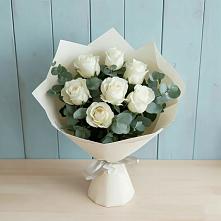 Букет Белые розы в Эвкалипте #REPLACE_PRED# Костино-Отдельце